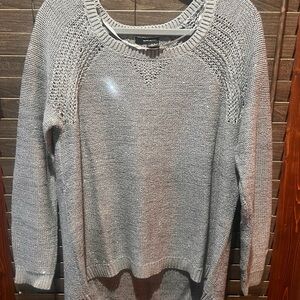 DKNY Women's Silver Crew Neck Sweater